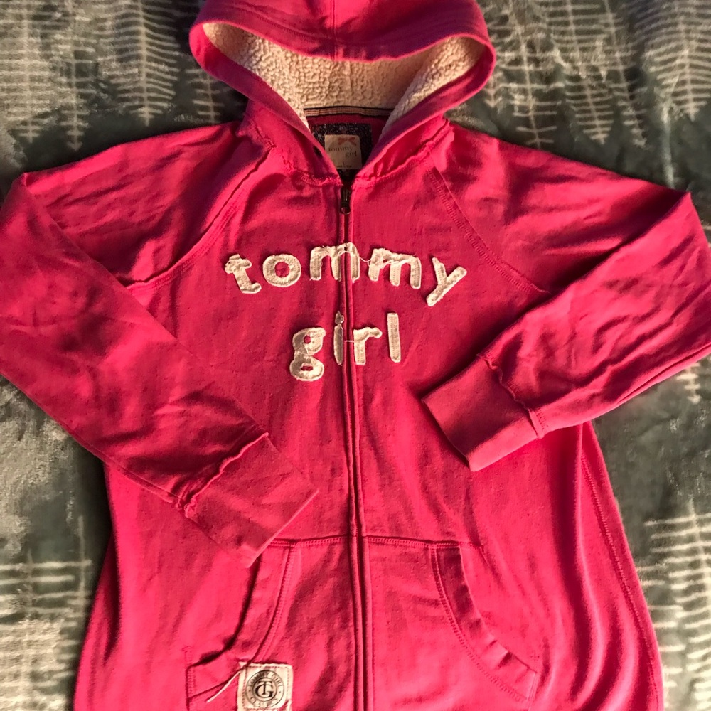 Tommy girl Pink zip up hoodie